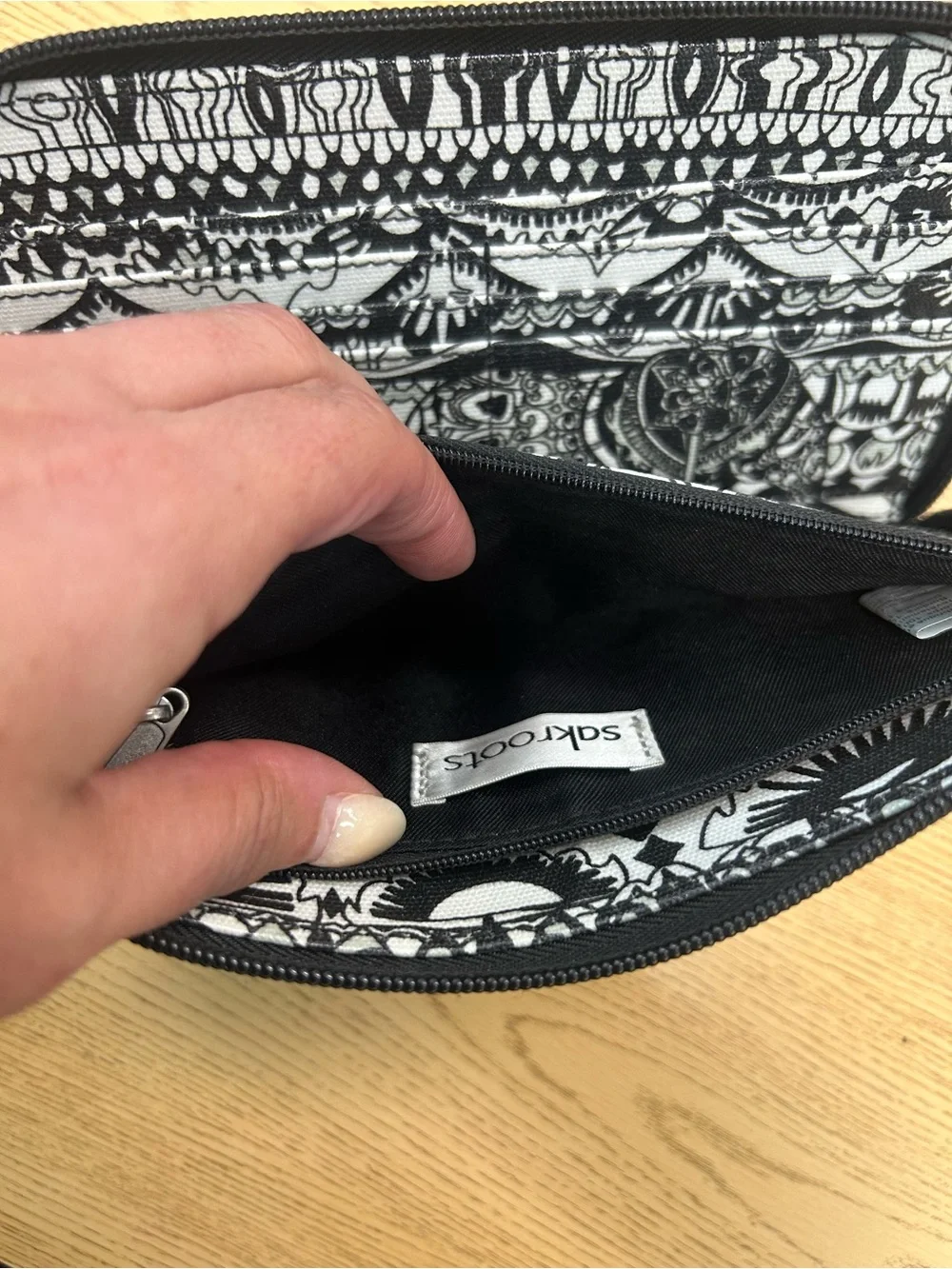 Sakroots Black & White Patterned Zip Wallet
